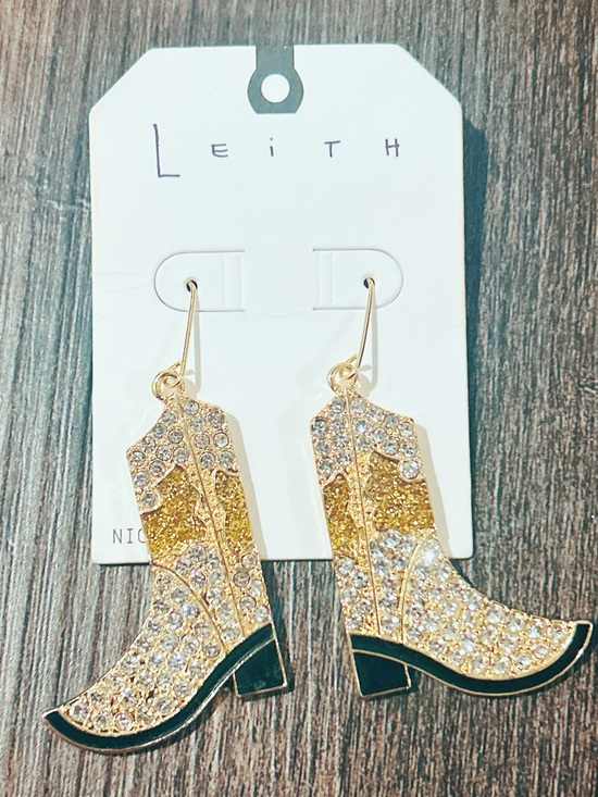 Leith Jewelry - Leith Gold Cowboy Boot Drop Dangle Earrings